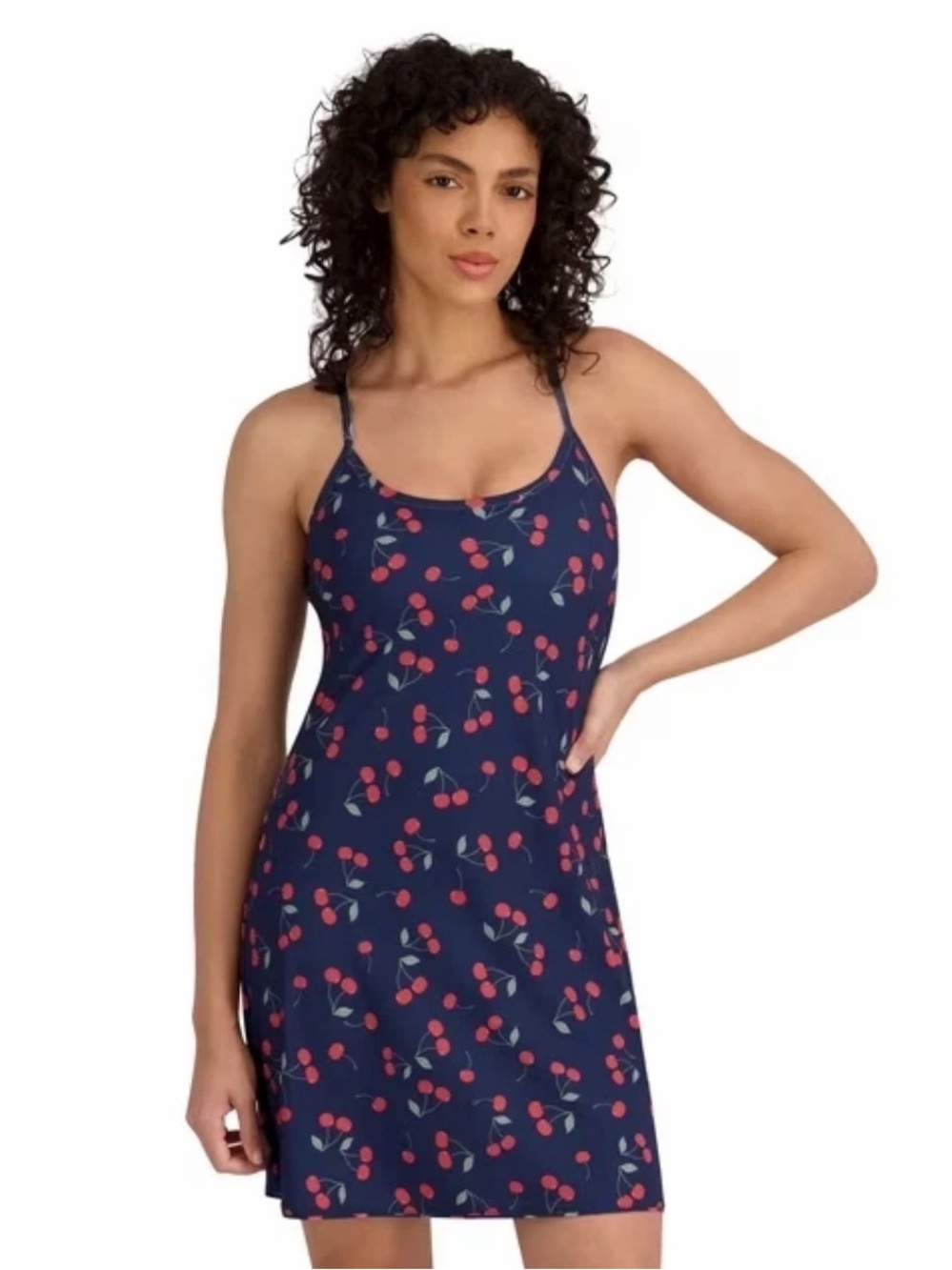 Outdoor Voices Women's Exercise Dress Size M Navy Cherry Print Cherries Tennis